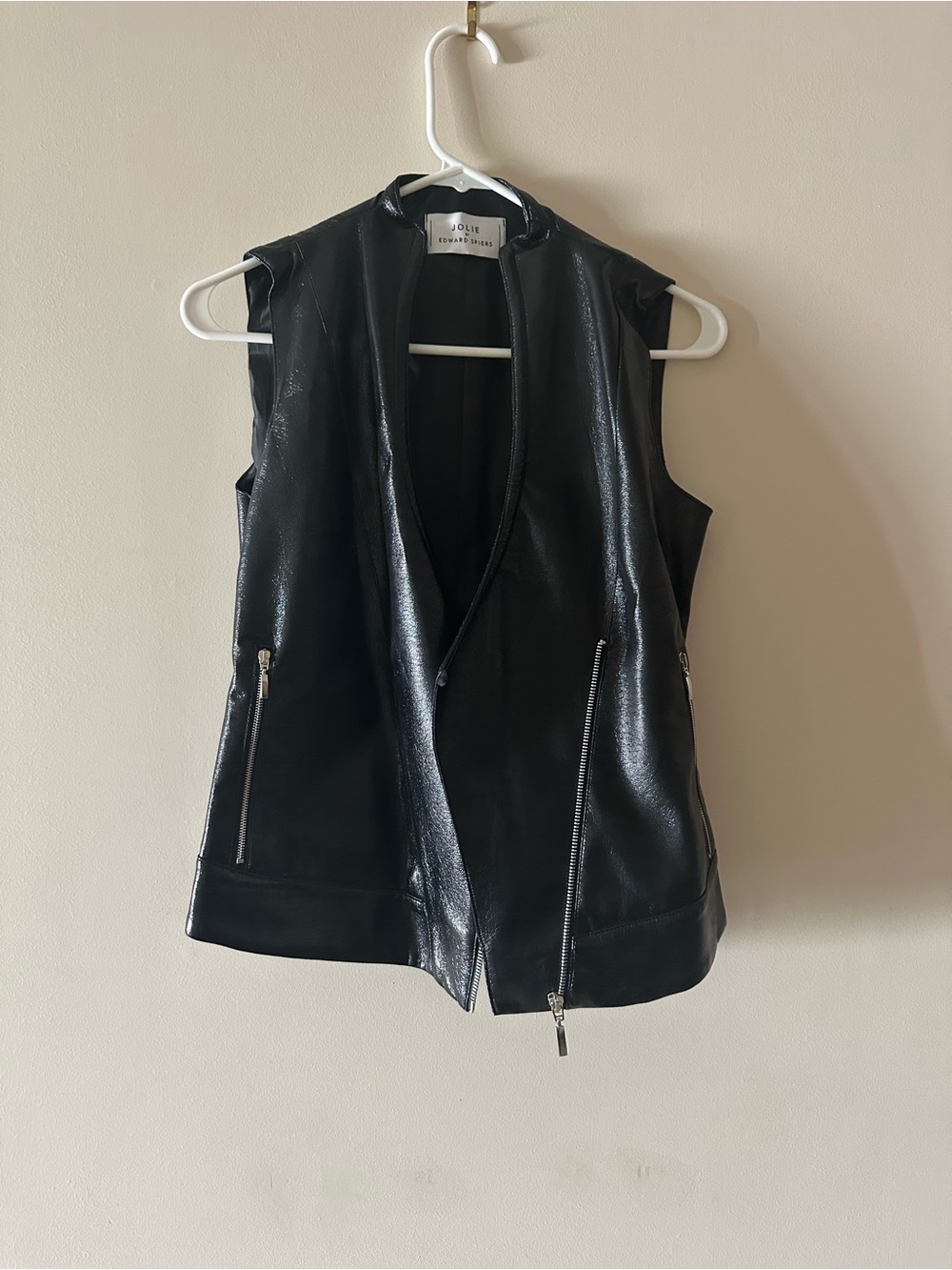 JOLIE BY EDWARD SPIERS Black Leather Sleeveless Moto Vest